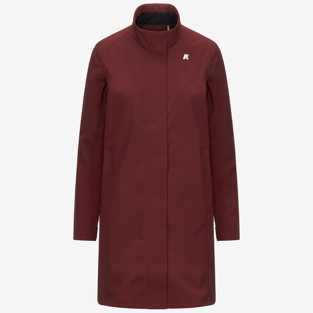 Chaqueta impermeable roja de 3/4 para mujer con capucha desmontable main