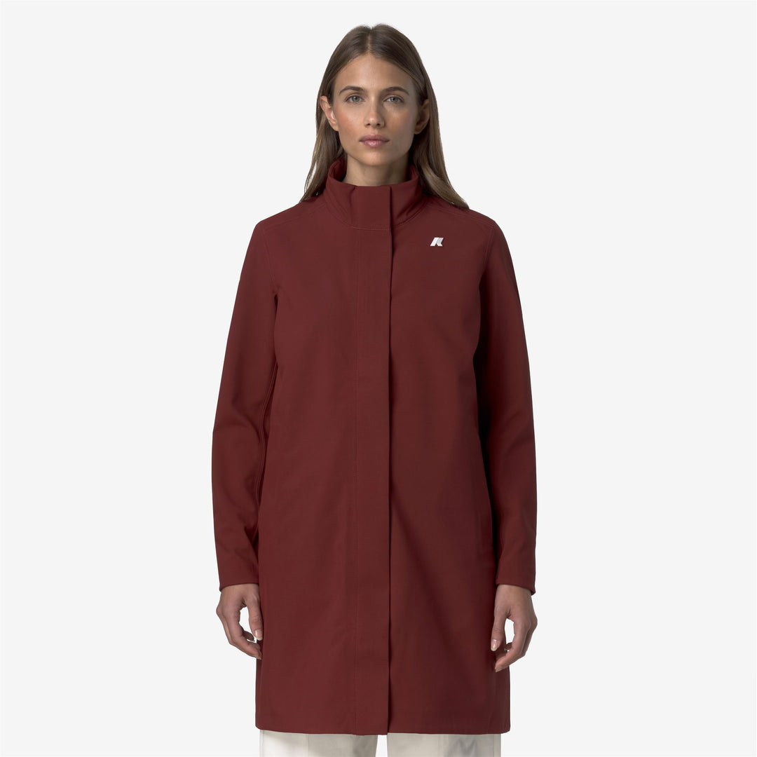 Giacca impermeabile rossa da donna, lunghezza 3/4, con cappuccio staccabile main