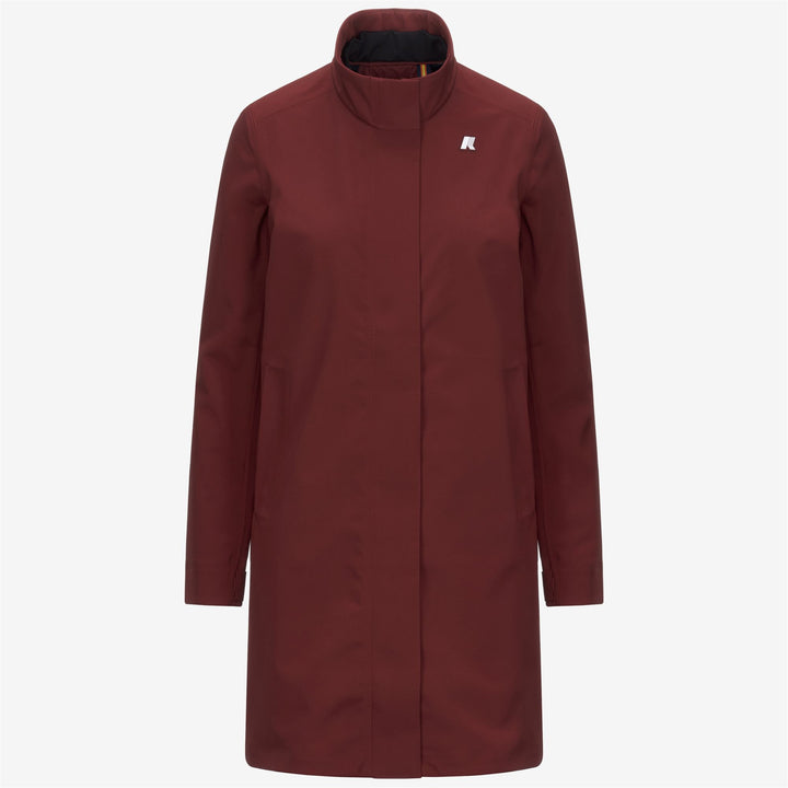 Giacca impermeabile rossa da donna, lunghezza 3/4, con cappuccio staccabile 1