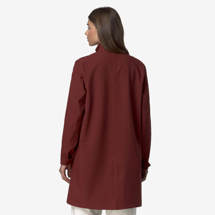 Giacca impermeabile rossa da donna, lunghezza 3/4, con cappuccio staccabile 5