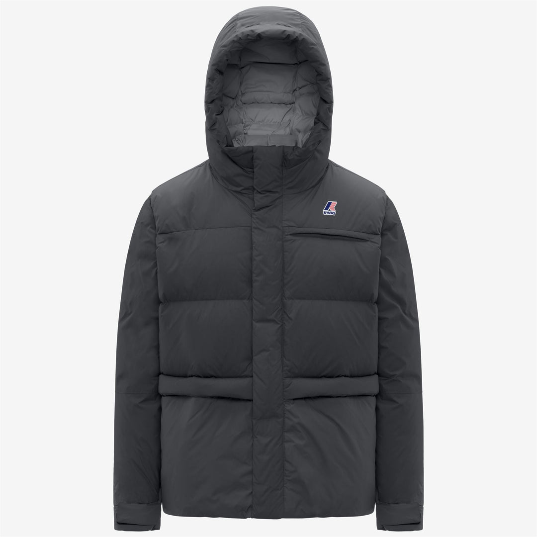 Chaqueta de plumón aislante unisex gris para clima frío 01