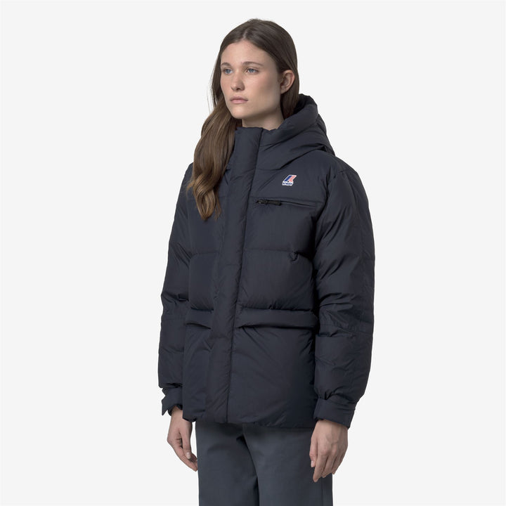 Chaqueta corta de plumón unisex azul para clima frío 4