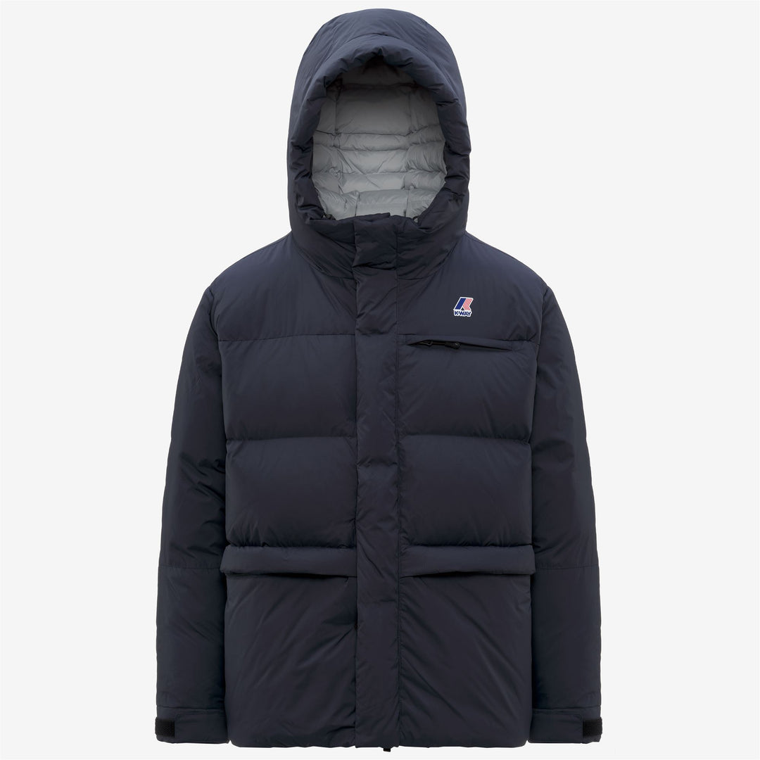 Chaqueta corta de plumón unisex azul para clima frío 01