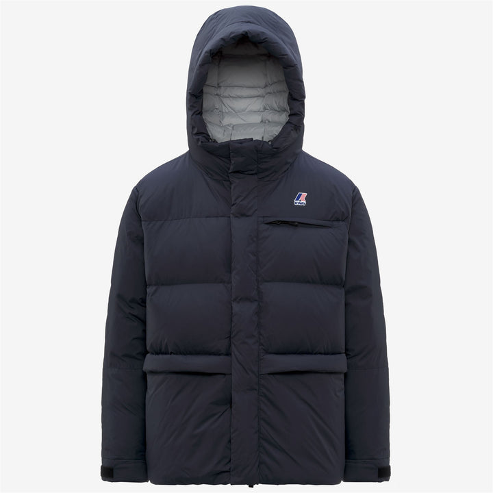 Chaqueta corta de plumón unisex azul para clima frío 1