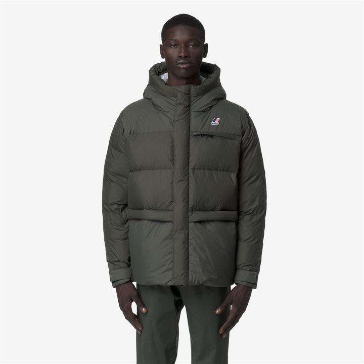 Green Unisex Heavy Warm Down Jacket with Hood and Pockets 1