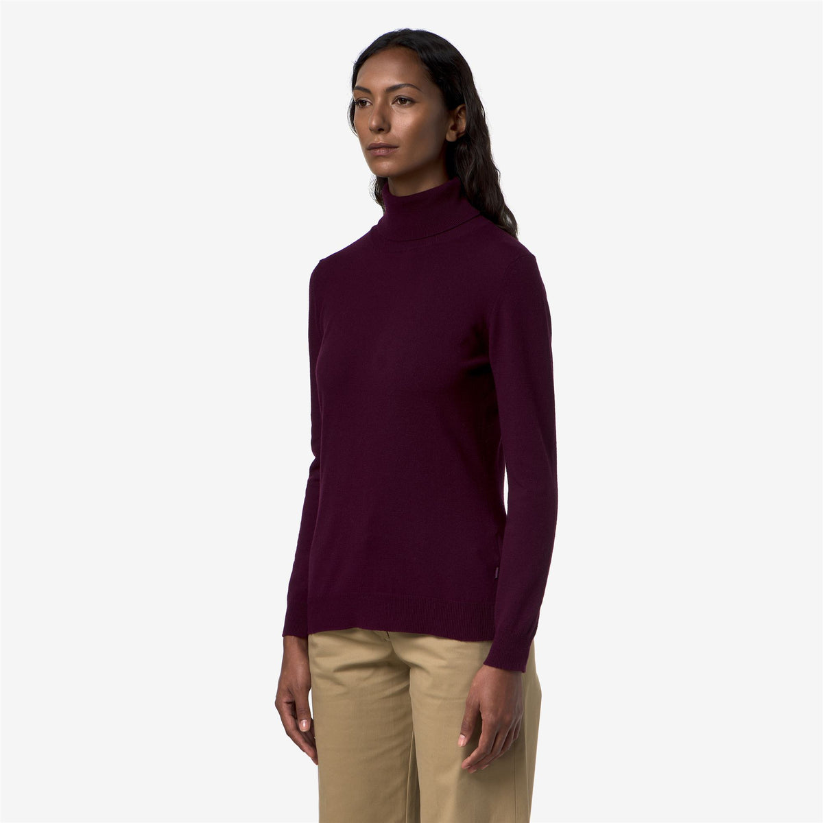 Knitwear_Woman_AMANE PLAIN MIX MERINO_Pull Over_Violet Prune - Commercial 5