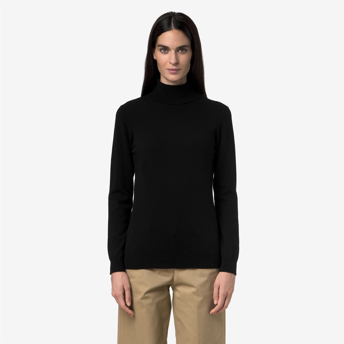 Knitwear_Woman_AMANE PLAIN MIX MERINO_Pull Over_Black Pure - Commercial 4