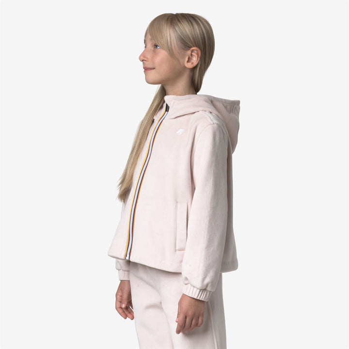 Felpa con cappuccio in pile di velluto con cerniera intera per bambina grigia 4