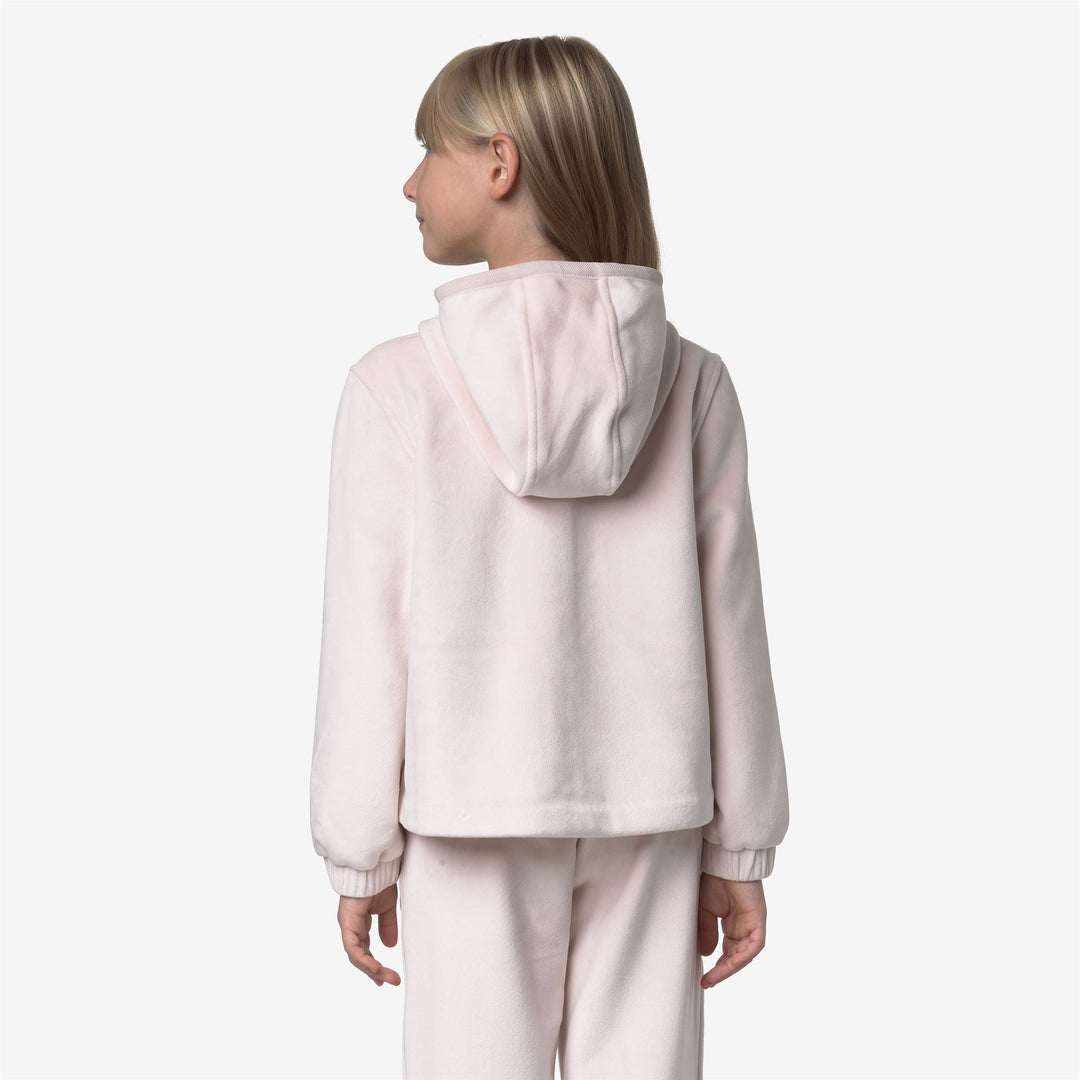 Felpa con cappuccio in pile di velluto con cerniera intera per bambina grigia main