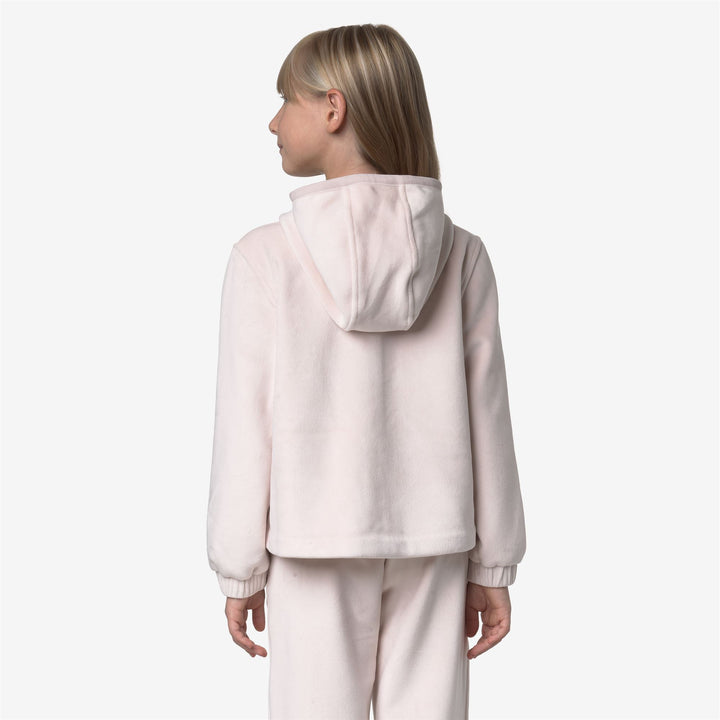 Felpa con cappuccio in pile di velluto con cerniera intera per bambina grigia 5