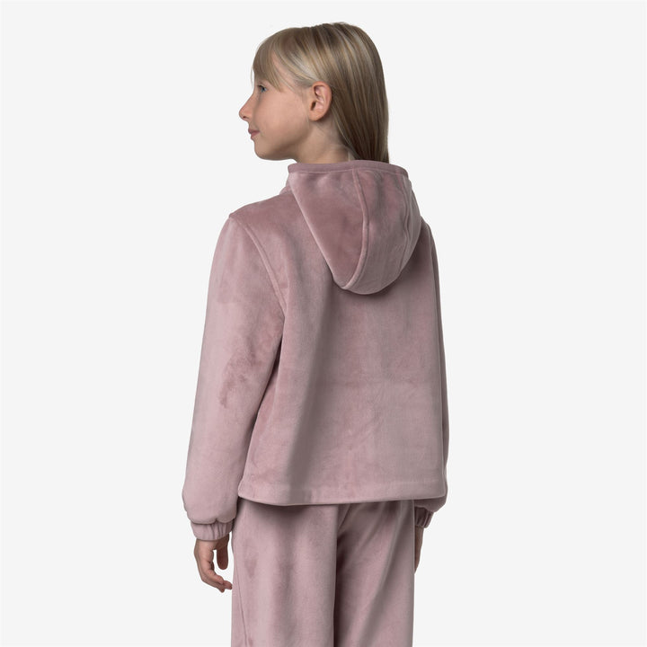 Felpa con cappuccio in pile di velluto rosa marrone per ragazze con chiusura a zip 5