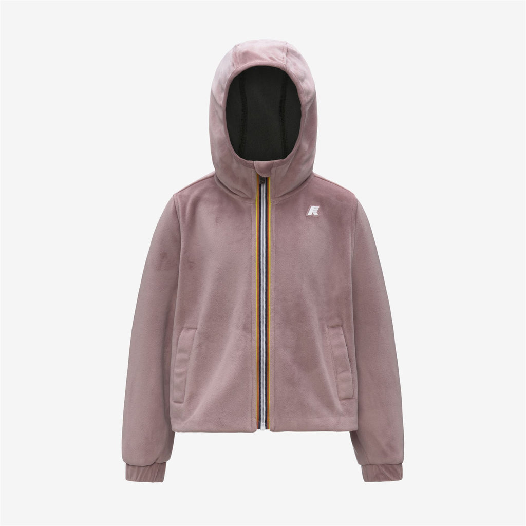 Fleece_GIRL_P. VIVIEL VELOUR POLAR_Hoodie Full Zip_Rose Pinkish - GREEN BLACKISH - Commercial 1