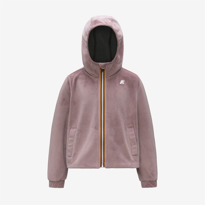 Felpa con cappuccio in pile di velluto rosa marrone per ragazze con chiusura a zip 1