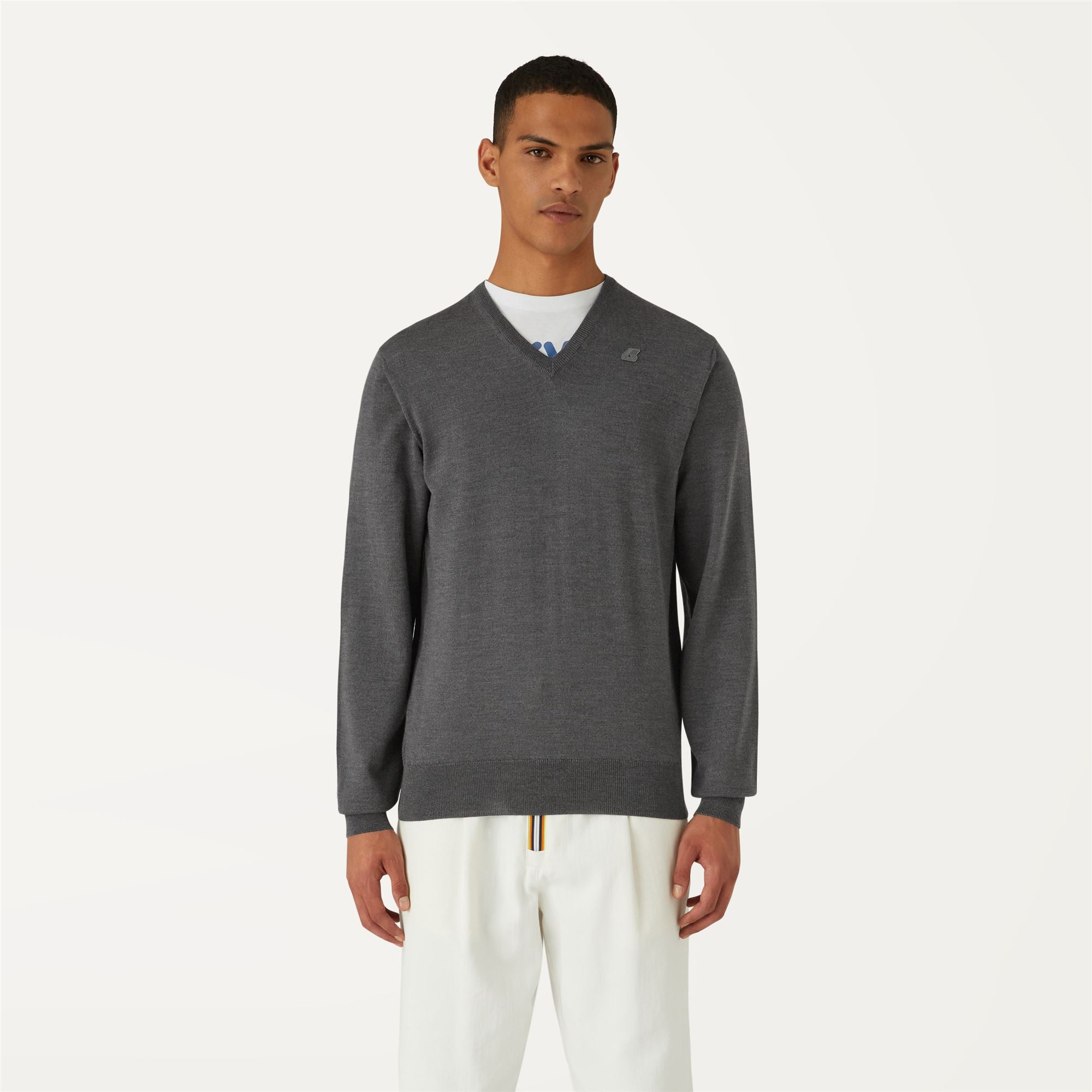 Knitwear_MAN_ANTOINE MERINO_Pull Over_Grey Md Mel - Grey Md Steel - Commercial 4