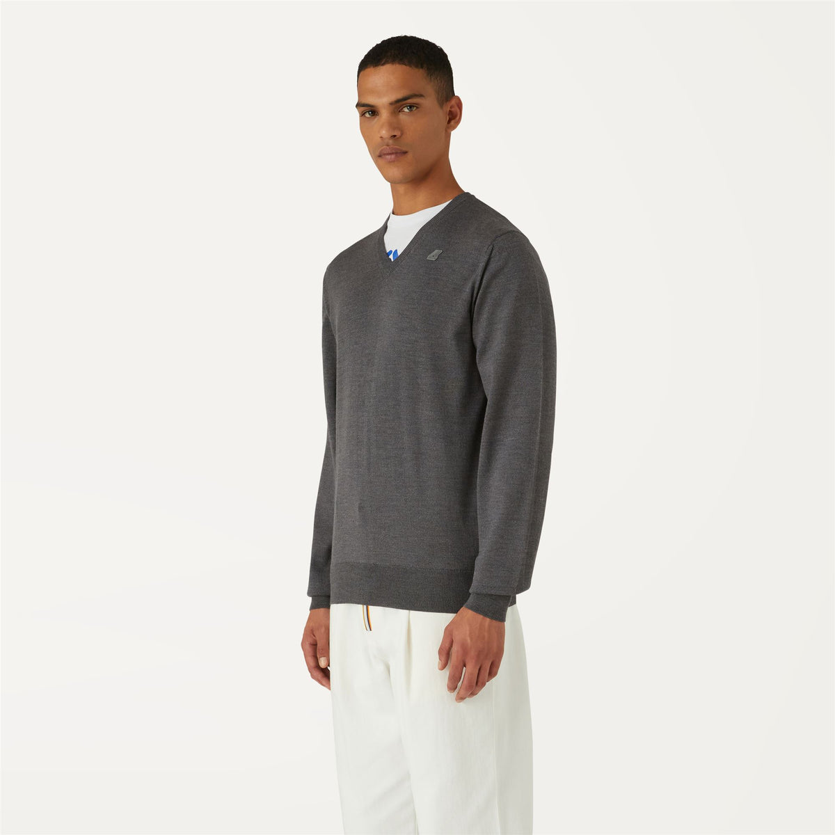Knitwear_MAN_ANTOINE MERINO_Pull Over_Grey Md Mel - Grey Md Steel - Commercial 5
