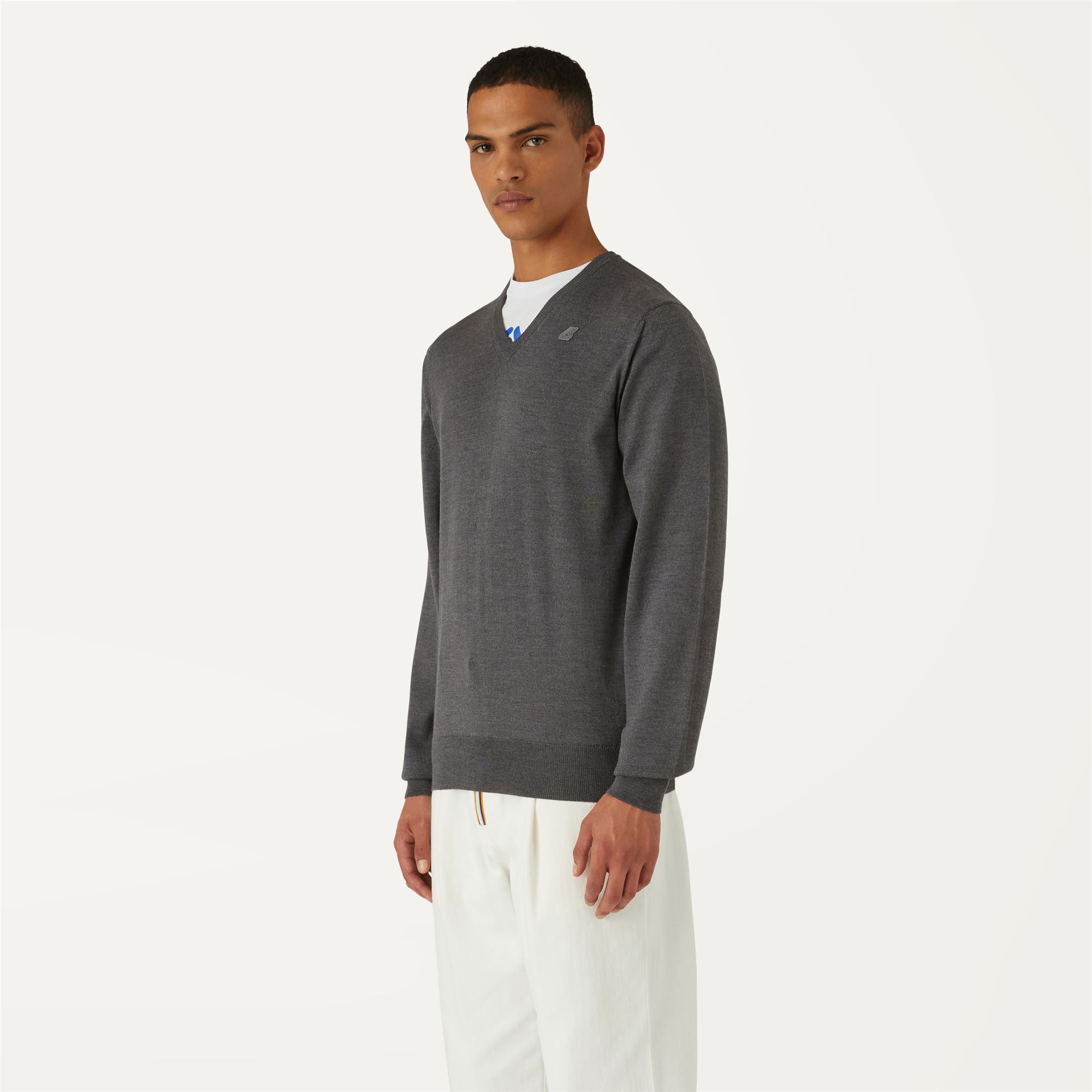 Knitwear_MAN_ANTOINE MERINO_Pull Over_Grey Md Mel - Grey Md Steel - Commercial 5