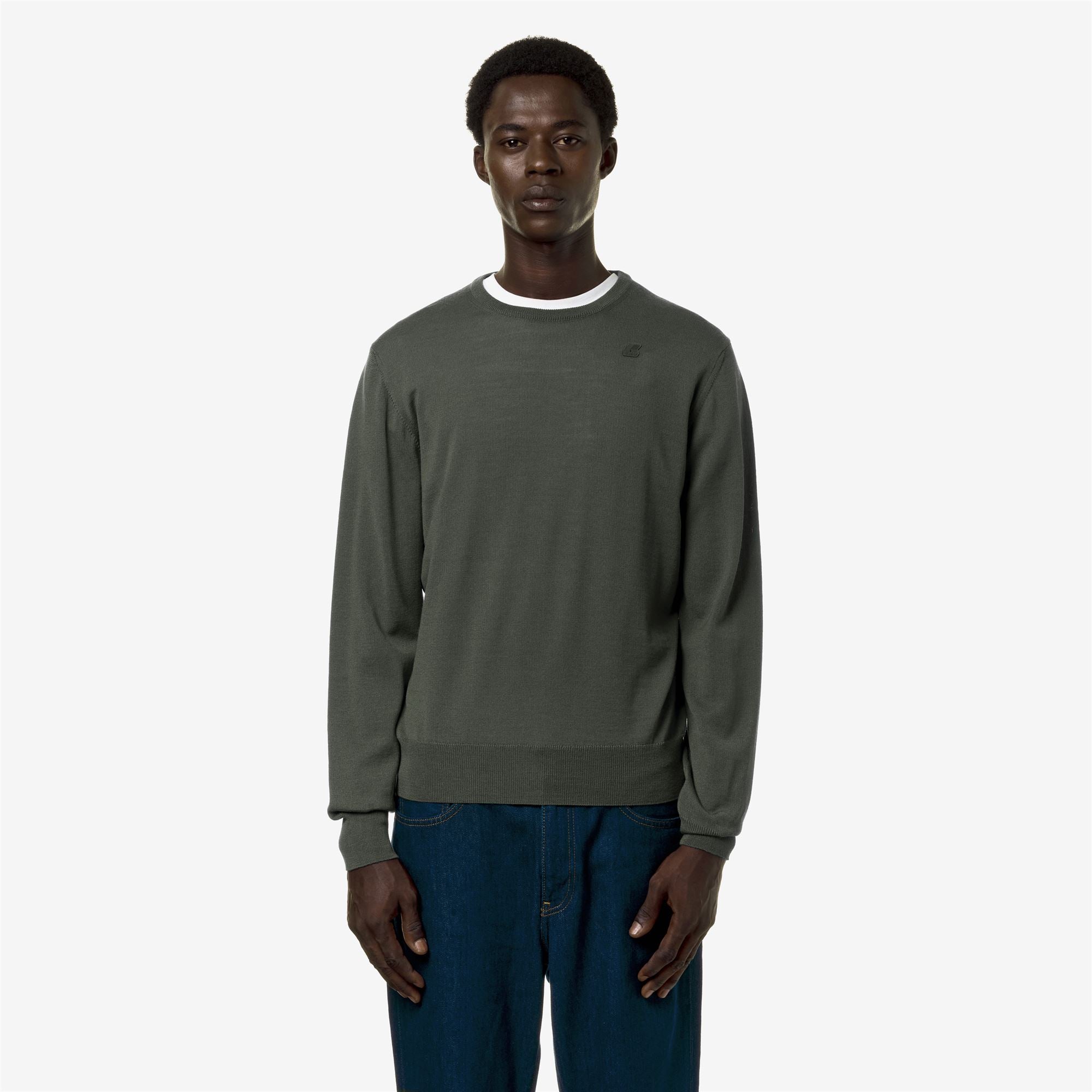 Knitwear_MAN_SEBASTIEN MERINO_Pull Over_GREEN BLACKISH - Commercial 4