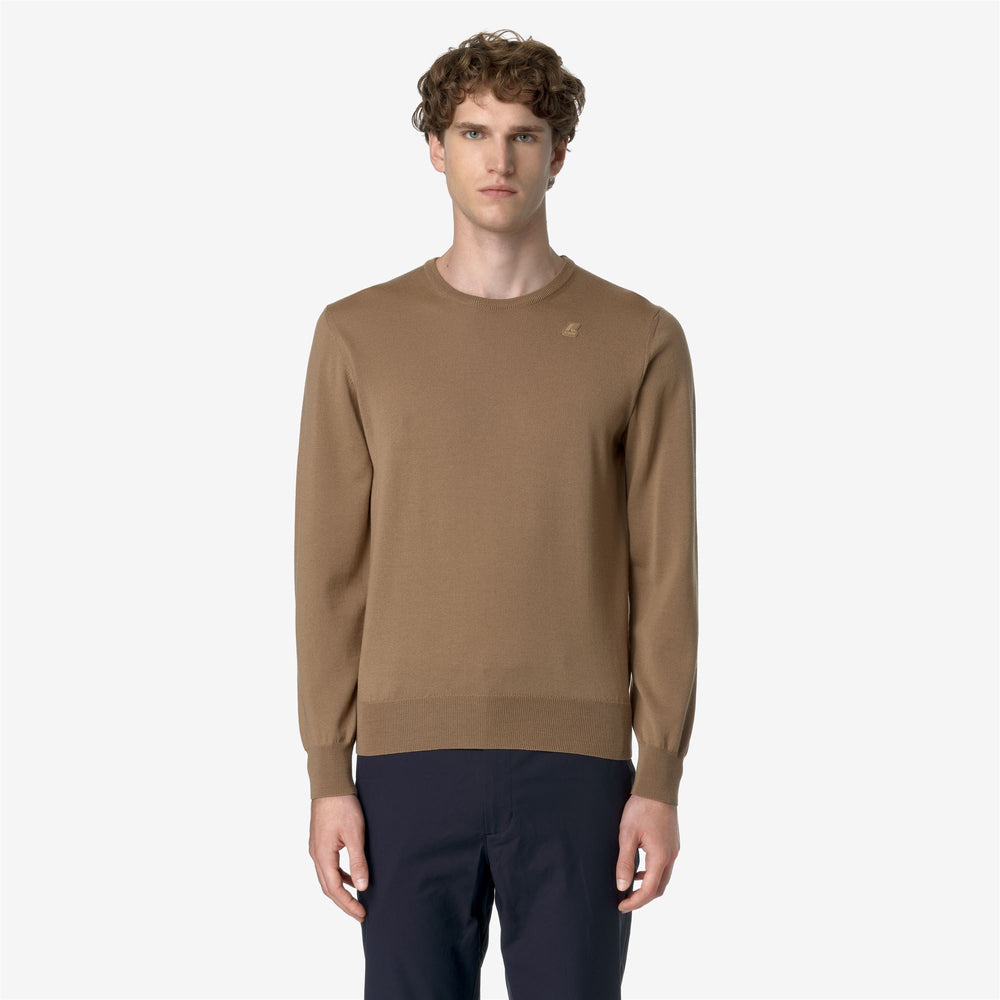 Brown Men's Merino Wool Knit Pullover for Warmth 02