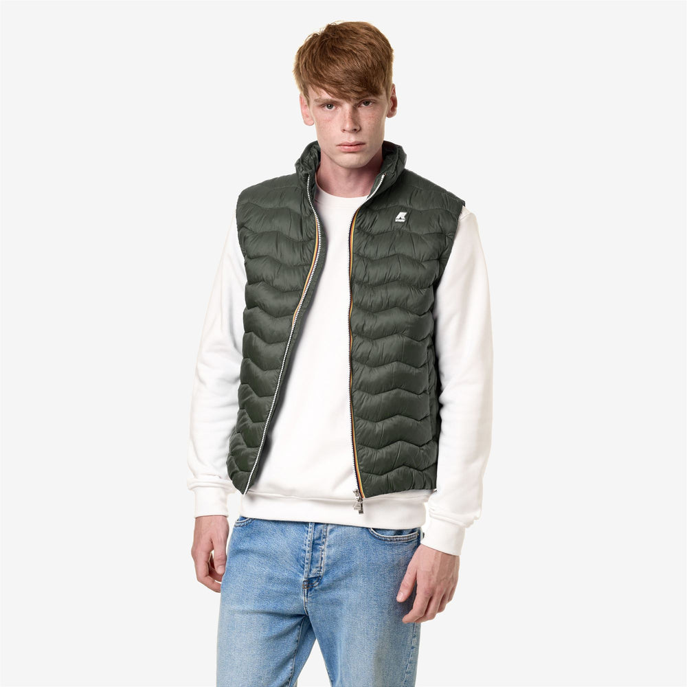 Blackish green Men's Eco-Friendly Quilted Vest for City Wear 02