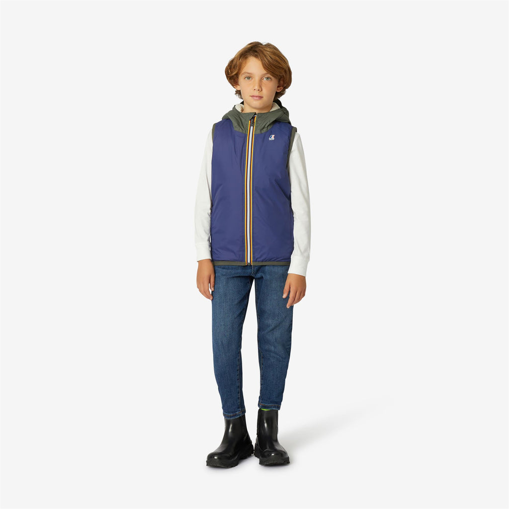 Jackets_Kid unisex_P. LE VRAI 3.0 ORLAN ORSETTO_Vest_Blue M-Green B-Ecru - GREEN BLACKISH  - Blue Medieval - Commercial 4