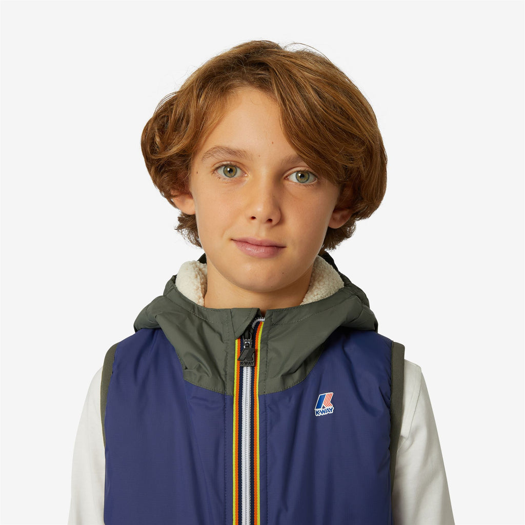 Jackets_Kid unisex_P. LE VRAI 3.0 ORLAN ORSETTO_Vest_Blue M-Green B-Ecru - GREEN BLACKISH  - Blue Medieval - Commercial 7
