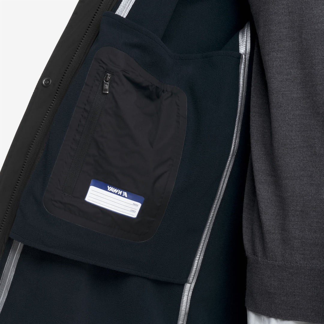 Parka impermeable ligera negra y gris para hombre con capucha desmontable main