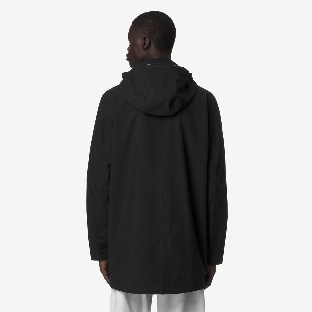 Parka impermeable ligera negra y gris para hombre con capucha desmontable main