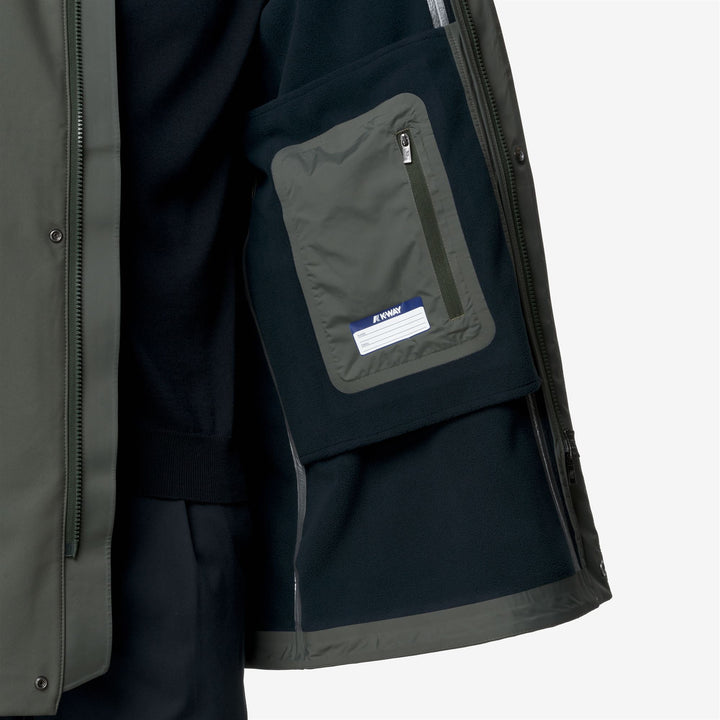 Parka de media longitud para hombre, color verde azulado, con capucha desmontable 3