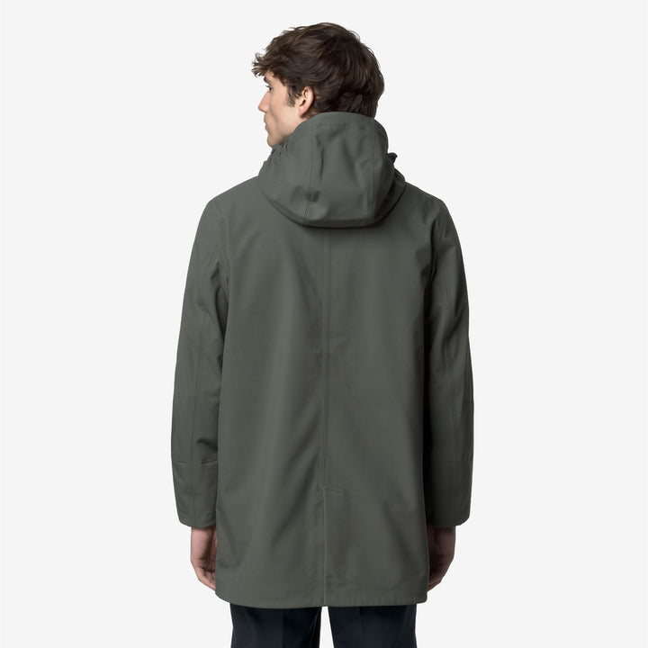 Parka de media longitud para hombre, color verde azulado, con capucha desmontable 6
