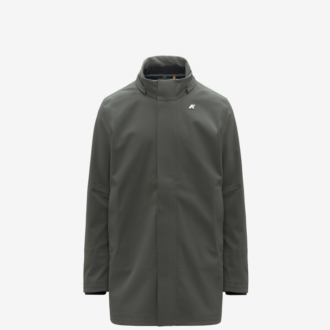 Parka de media longitud para hombre, color verde azulado, con capucha desmontable main