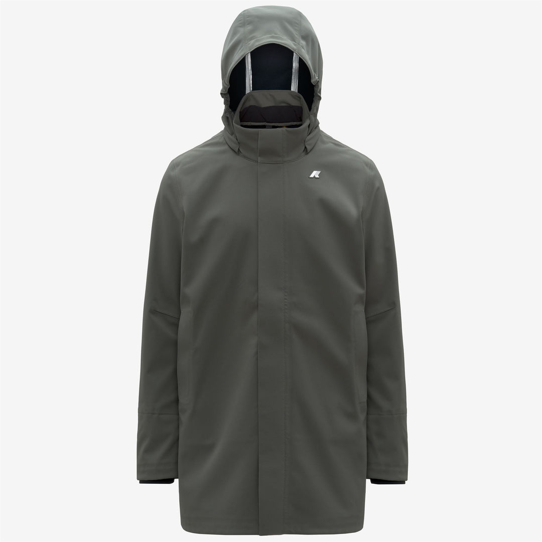 Parka de media longitud para hombre, color verde azulado, con capucha desmontable 01