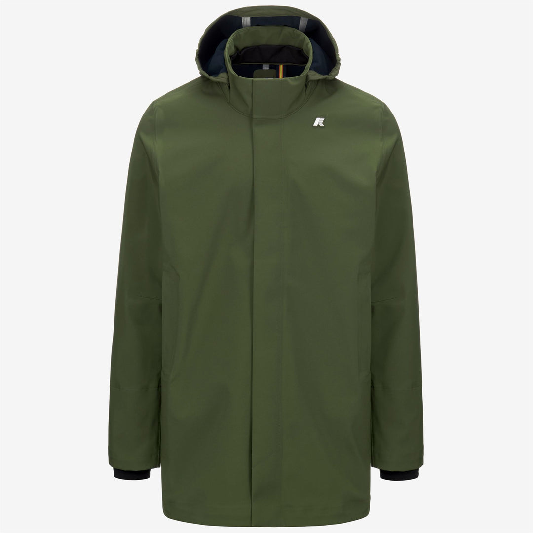 Green Blue Men's Warm Mid-Length Jacket with Detachable Hood 01