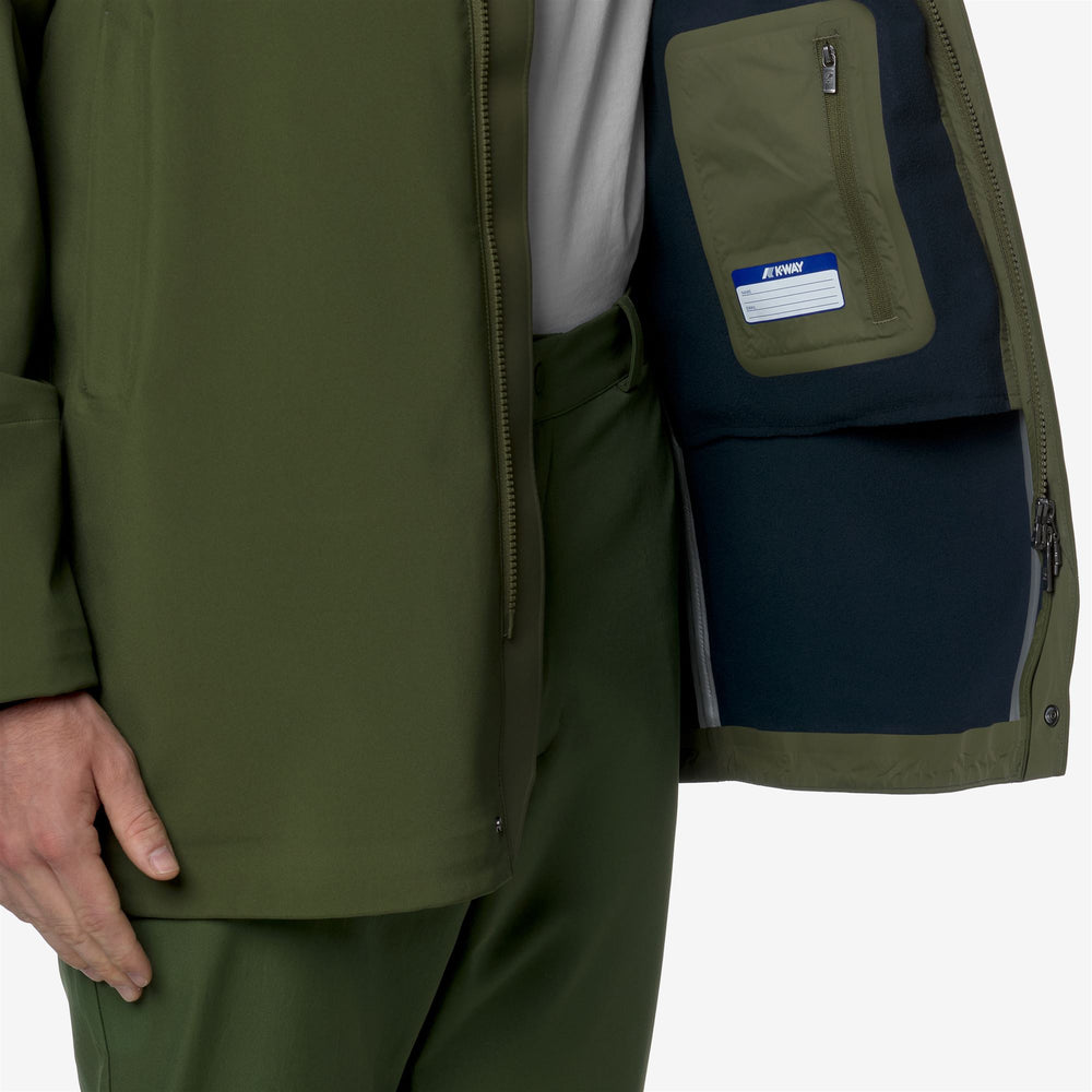 Green Blue Men's Warm Mid-Length Jacket with Detachable Hood 02