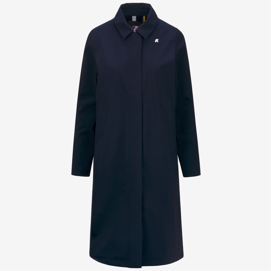 Deep Blue Women's Waterproof Mid Jacket with Elegant Trench Design 01