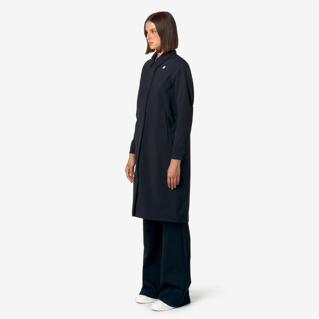 Deep Blue Women's Waterproof Mid Jacket with Elegant Trench Design main