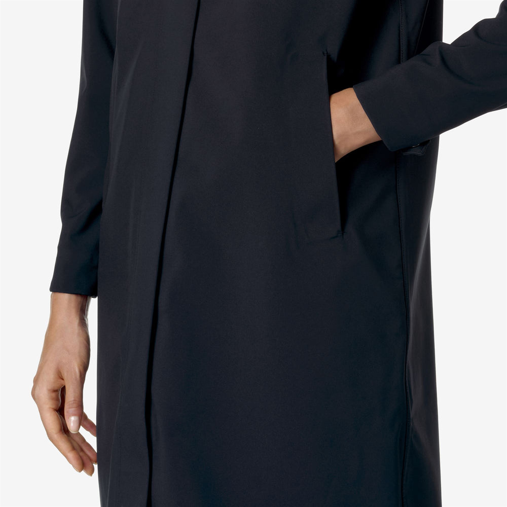 Deep Blue Women's Waterproof Mid Jacket with Elegant Trench Design 02