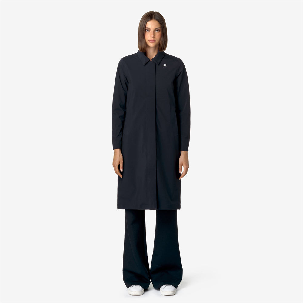 Deep Blue Women's Waterproof Mid Jacket with Elegant Trench Design 02