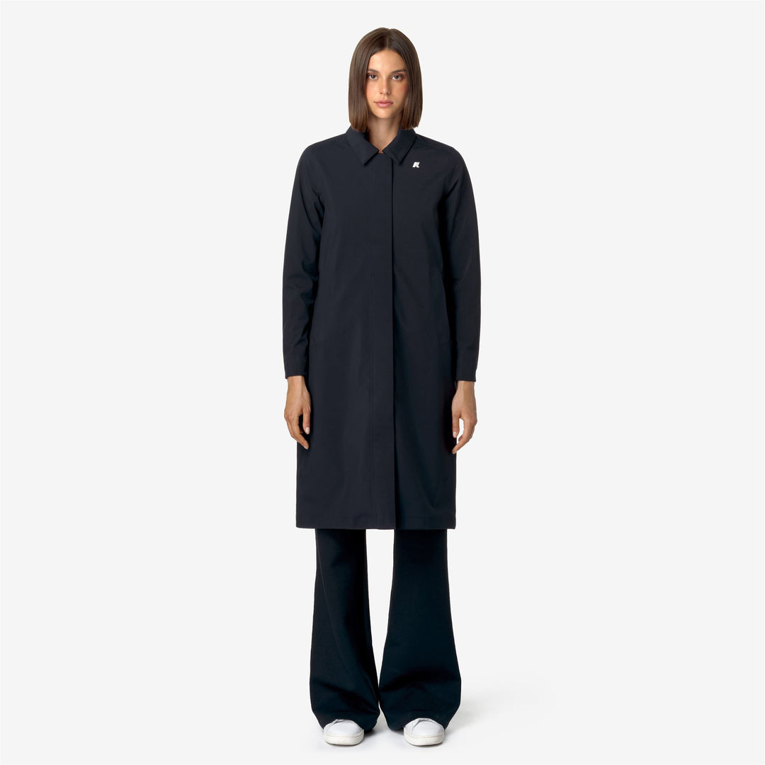 Deep Blue Women's Waterproof Mid Jacket with Elegant Trench Design main