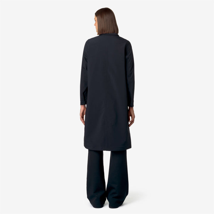 Deep Blue Women's Waterproof Mid Jacket with Elegant Trench Design 5