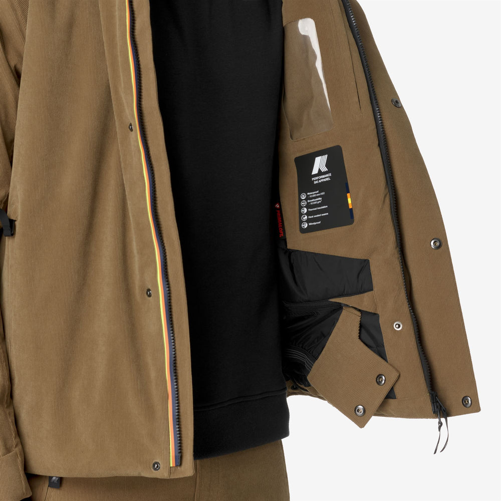 Brown Men's Ski Jacket with Waterproof Corduroy Fabric 02