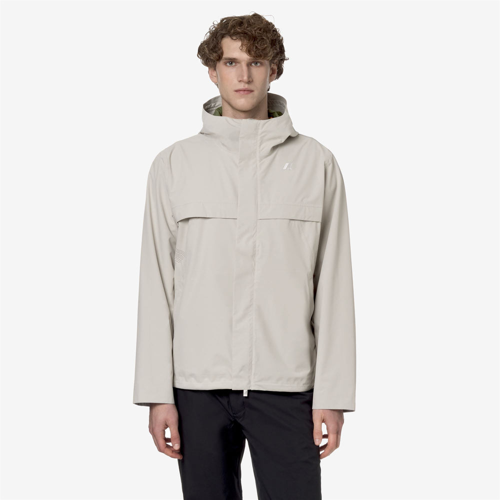 Beige Green Men's Waterproof Urban Short Jacket with Insulating Membrane 02