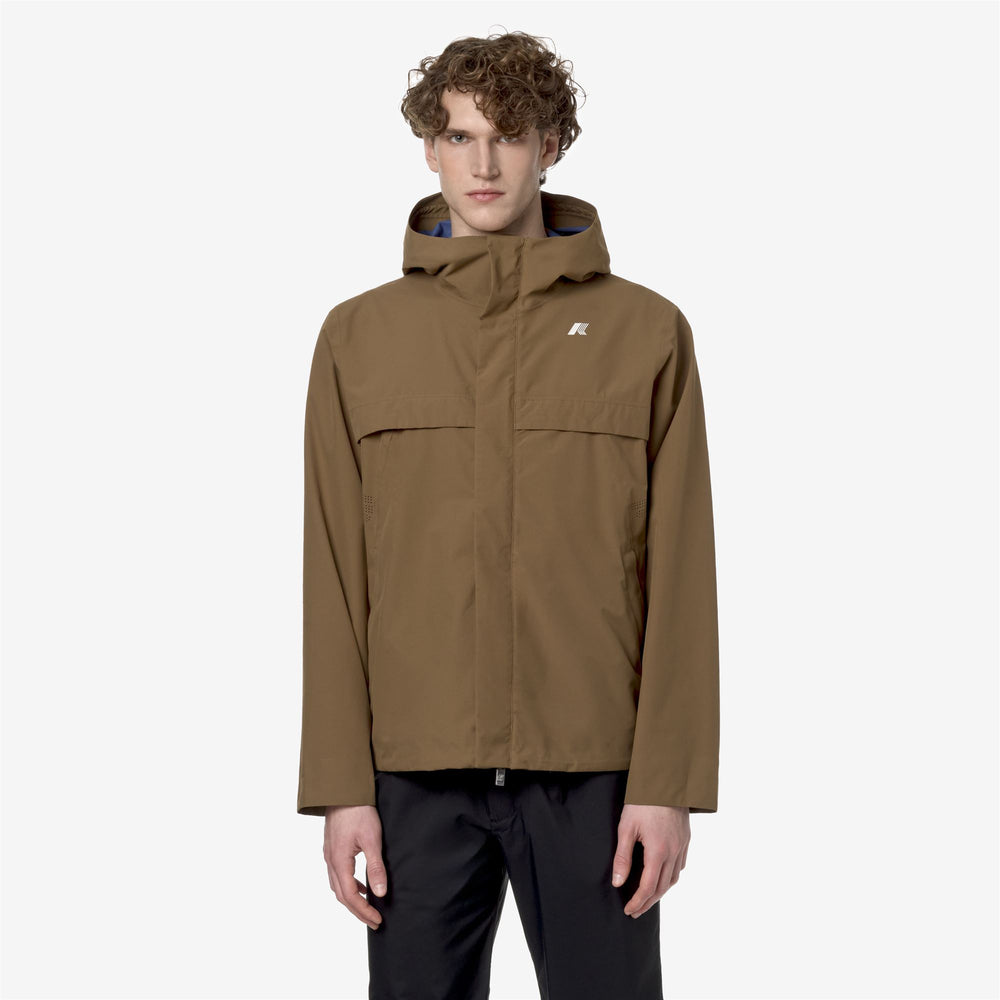 Brown Blue Men's Short Urban Jacket with Recycled Fabric 02