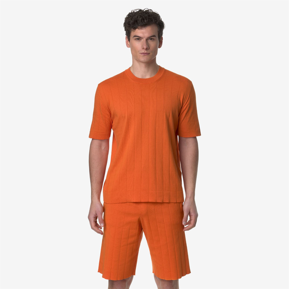 Orange Unisex Cotton Knit Pullover Sweater for City Wear 02