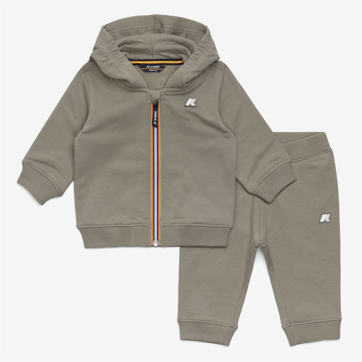 Completo unisex verde per bambini, pantaloni e maglione per autunno/inverno 1