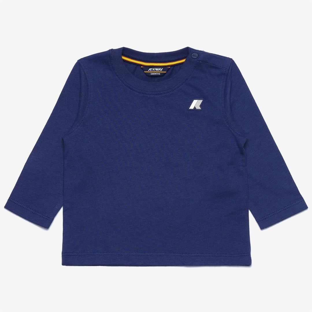 T-shirt unisex in cotone color cobalto intenso per bambini, per autunno e inverno 01