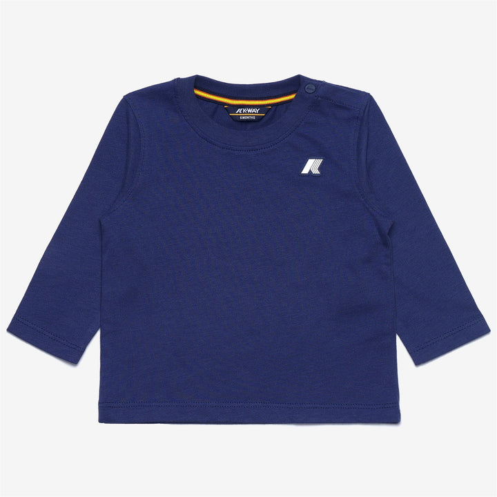 T-shirt unisex in cotone color cobalto intenso per bambini, per autunno e inverno 1