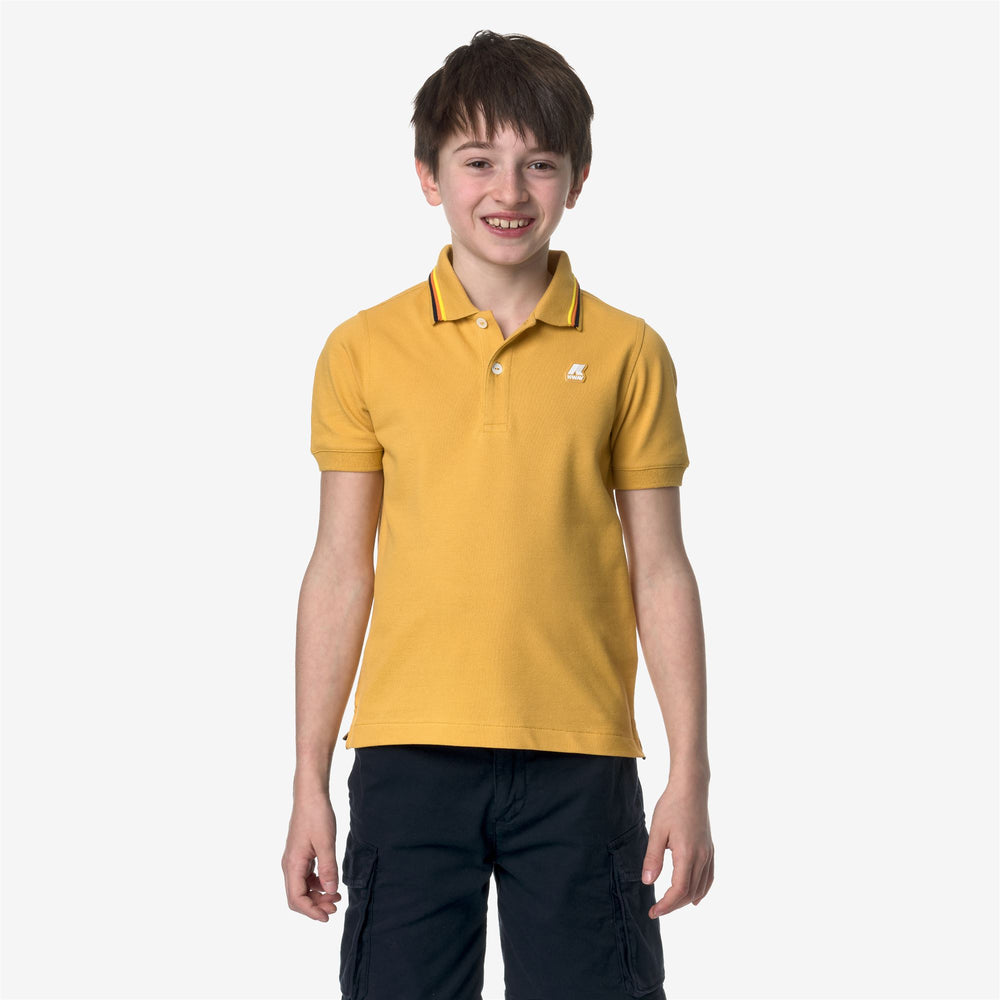 Mimosa Yellow Boy's Striped Polo Shirt for City Wear 02