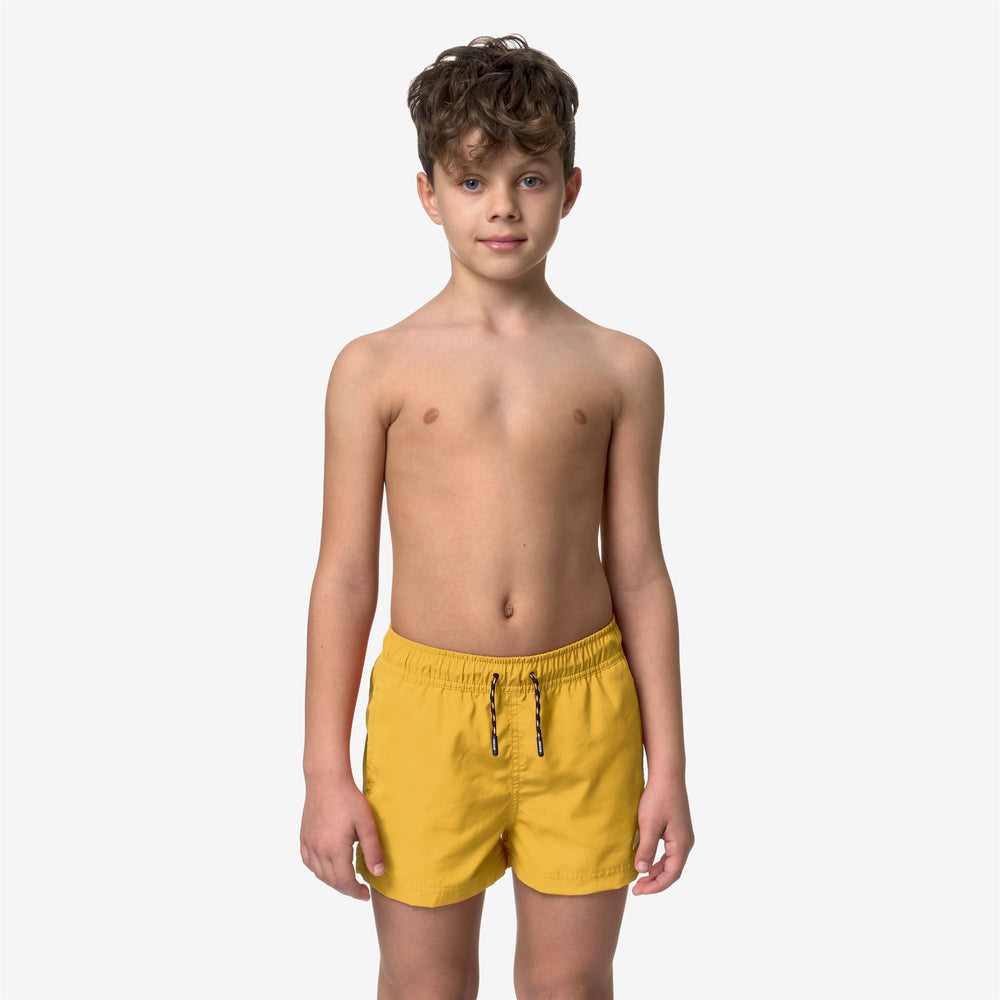Mimosa Yellow Boys' Quick-Dry Swimming Trunks with Pockets 02
