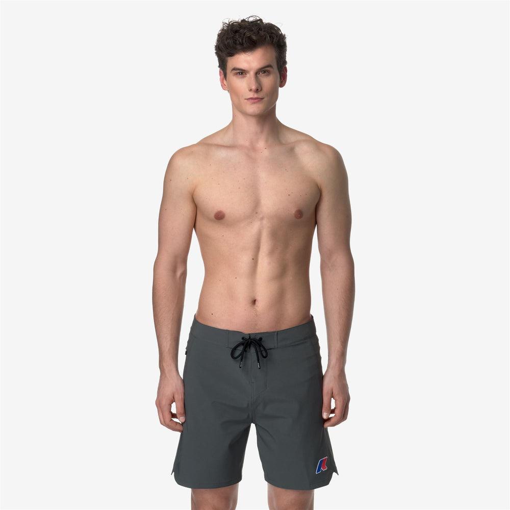 Blackish green Men's Quick-Dry Swimming Trunks with Zip Pocket 02