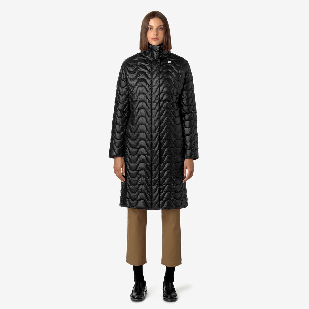 Black Grey Women's Long Quilted City Jacket with Eco-Friendly Insulation 02